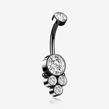 Blackline Trinity Bali Sparkle Internally Threaded Belly Button Ring-Clear Gem
